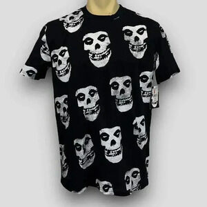 NEW! MISFITS All Over Print Skull men's black graphic t-shirt